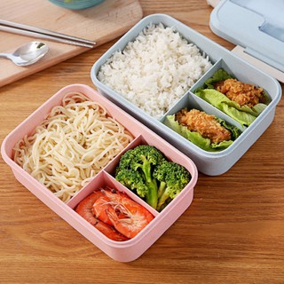 [Giảm Giá] Hộp cơm lúa mạch 3 ngăn kèm đũa thìa inox cao cấp