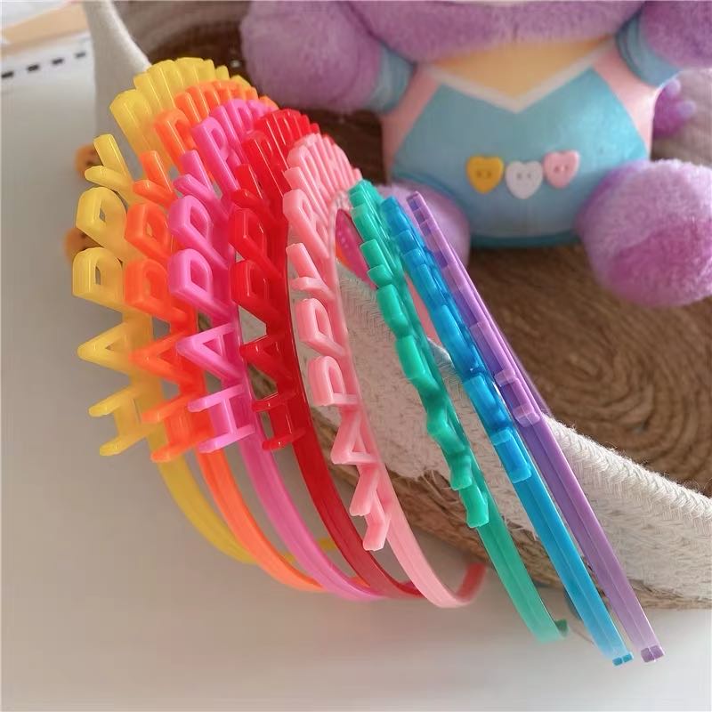 【kifli】Băng đô cài tóc chữ sinh nhật màu sắc dễ thương phong cách Hàn Quốc