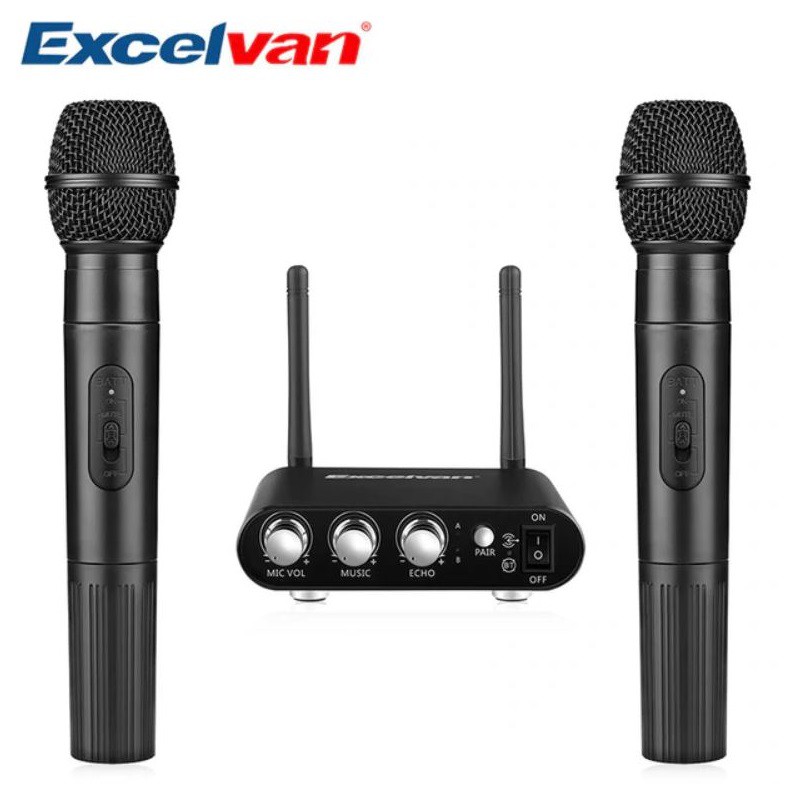 Mic Karaoke Không Dây Excelvan K38 (Mic Đôi)