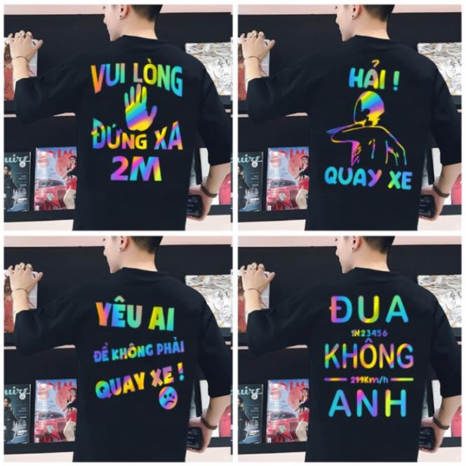 Áo Thun Nam Nữ Phản Quang Bảy Màu Nhiều Mẫu, Cá Tính, Giá Rẻ, Hình In To Đep Tỏa Sáng Thu Hút Ánh Nhìn (CHỤP FLASH) 🎁