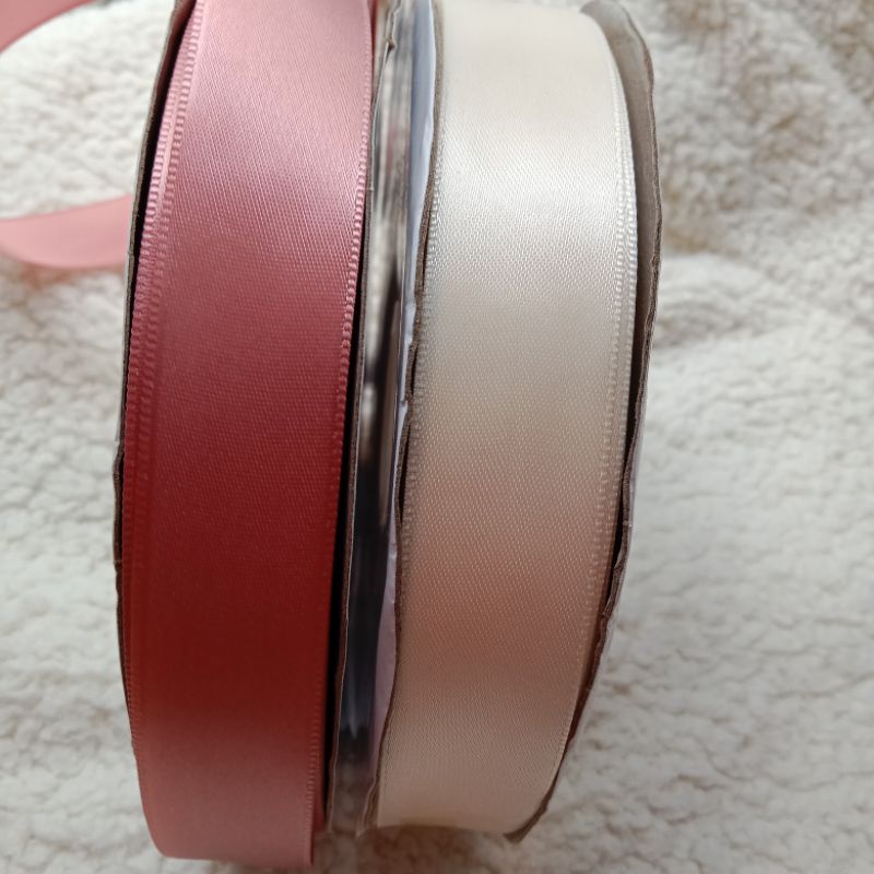 Ruy băng lụa 2,5 cm màu kem, nude(loại 1 mặt)