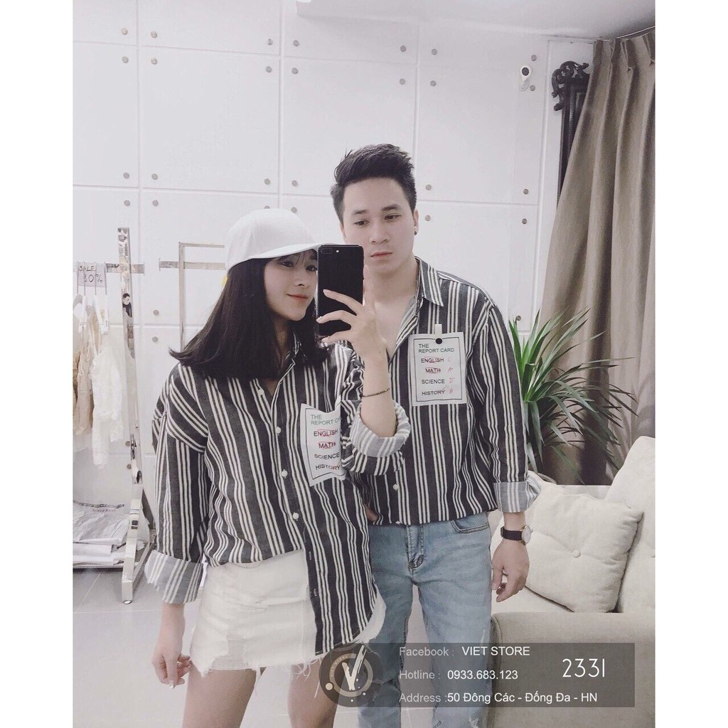 [Đồ đôi] Áo sơ mi lụa cao cấp kẻ sọc SMLC5 (giá 1sp)