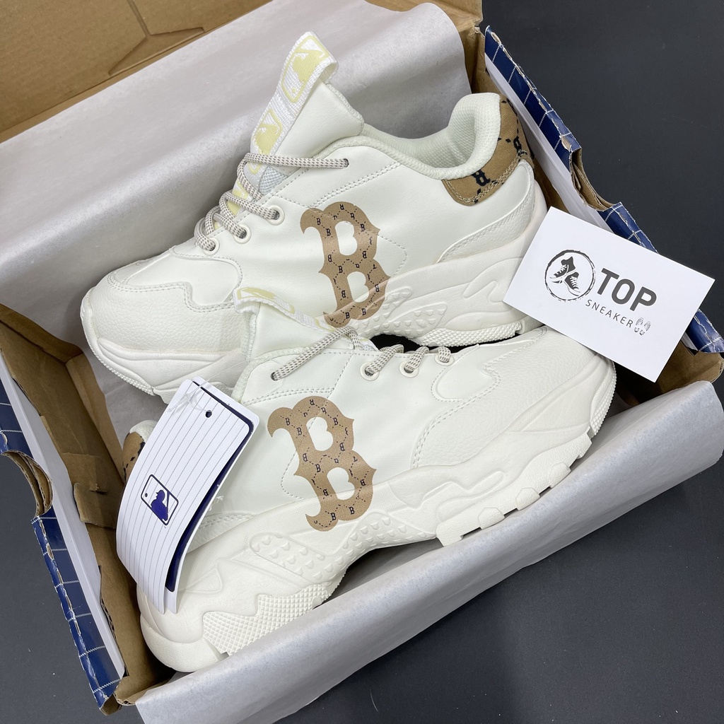 Giày thể thao nữ nữ độn đế Mlb chữ B gót nâu,giày sneaker nữ độn đế tăng chiều cao