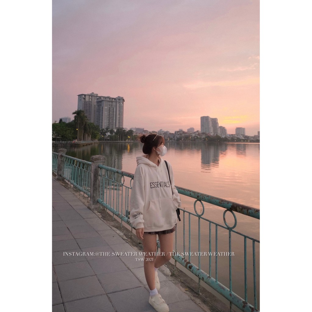 (Ảnh thật) Áo nỉ bông trơn cổ tròn/hoodie chữ E the.sweaterweather TSW | BigBuy360 - bigbuy360.vn