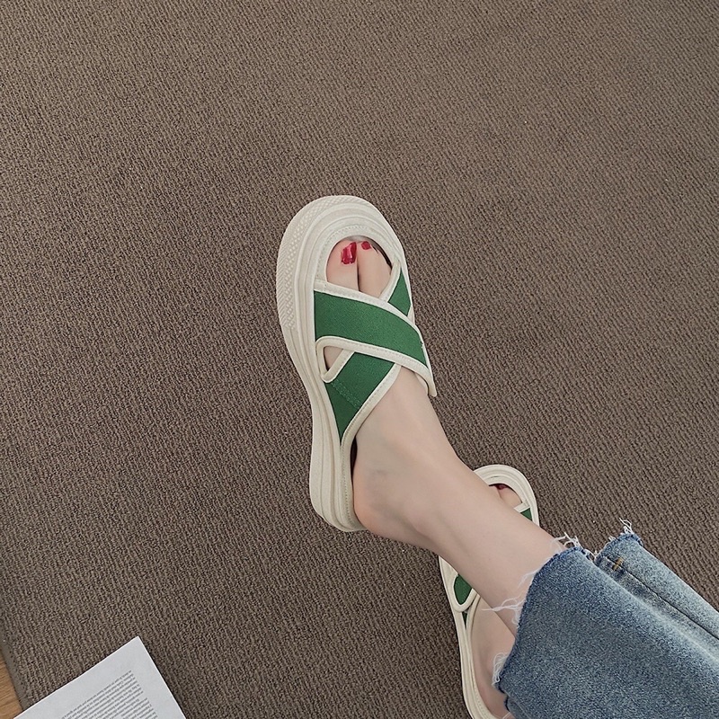 Dép bánh mỳ quai chéo đế cao su chống trơn trượt hàng loại 1