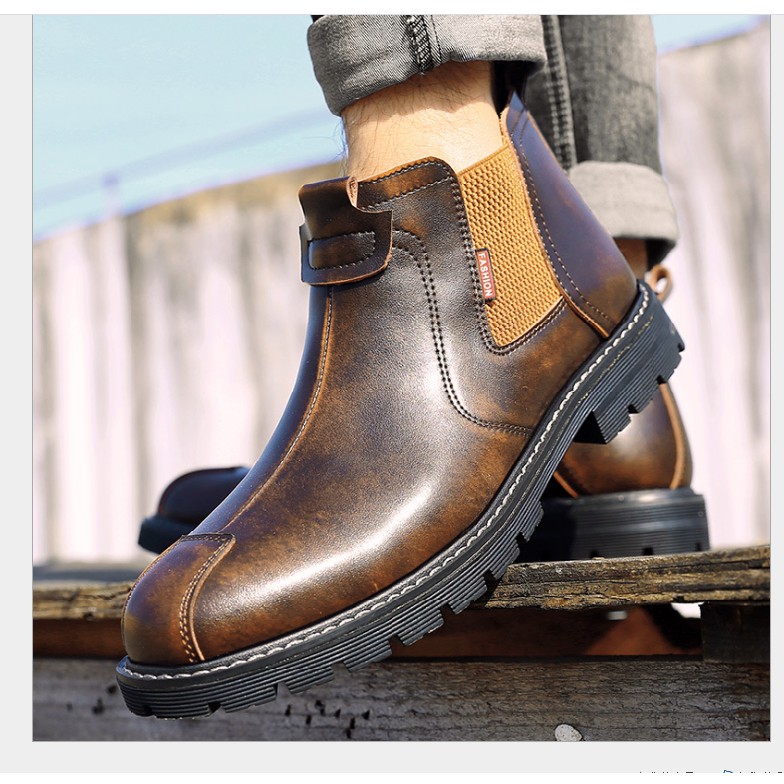 Giày da nam cổ cao Chelsea boots