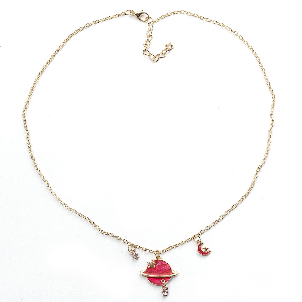 Vòng cổ hợp kim mặt hình hành tinh bầu trời đầy sao đơn giản cho nữ