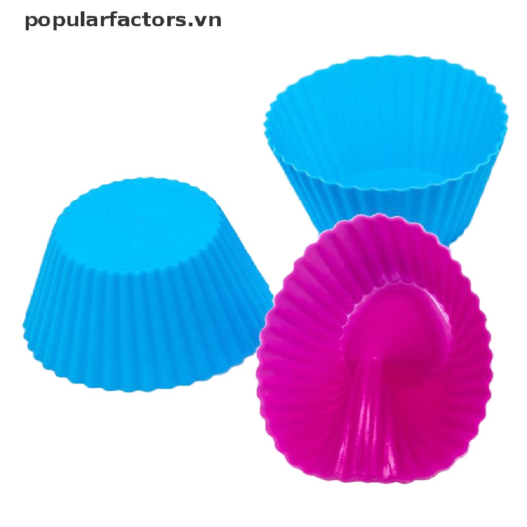 Set 6 Khuôn Silicon Làm Bánh Muffin Hình Tròn Cho Nhà Bếp