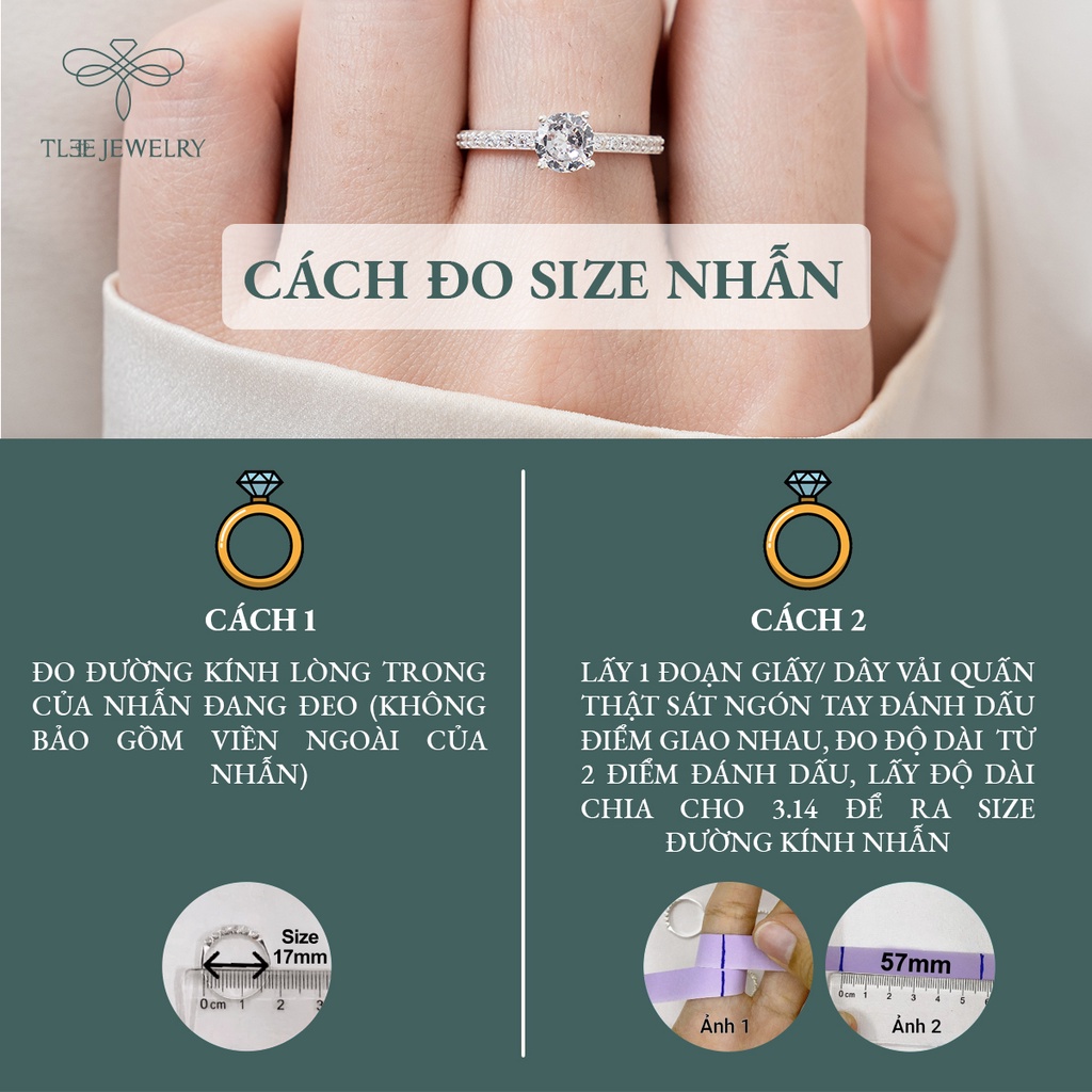 Nhẫn bạc nữ TLEE ổ đá 4 chấu viền đá bằng sang trọng NCJ A0202