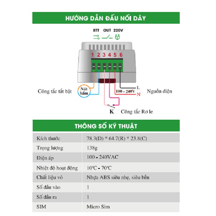 Công tắc điều khiển từ xa qua sim điện thoại Evergreen ES-01