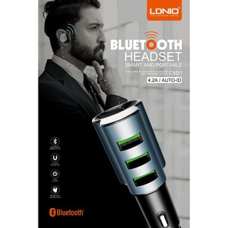 Sạc ô tô 3 cổng kèm tai bluetooth LDNIO CM21