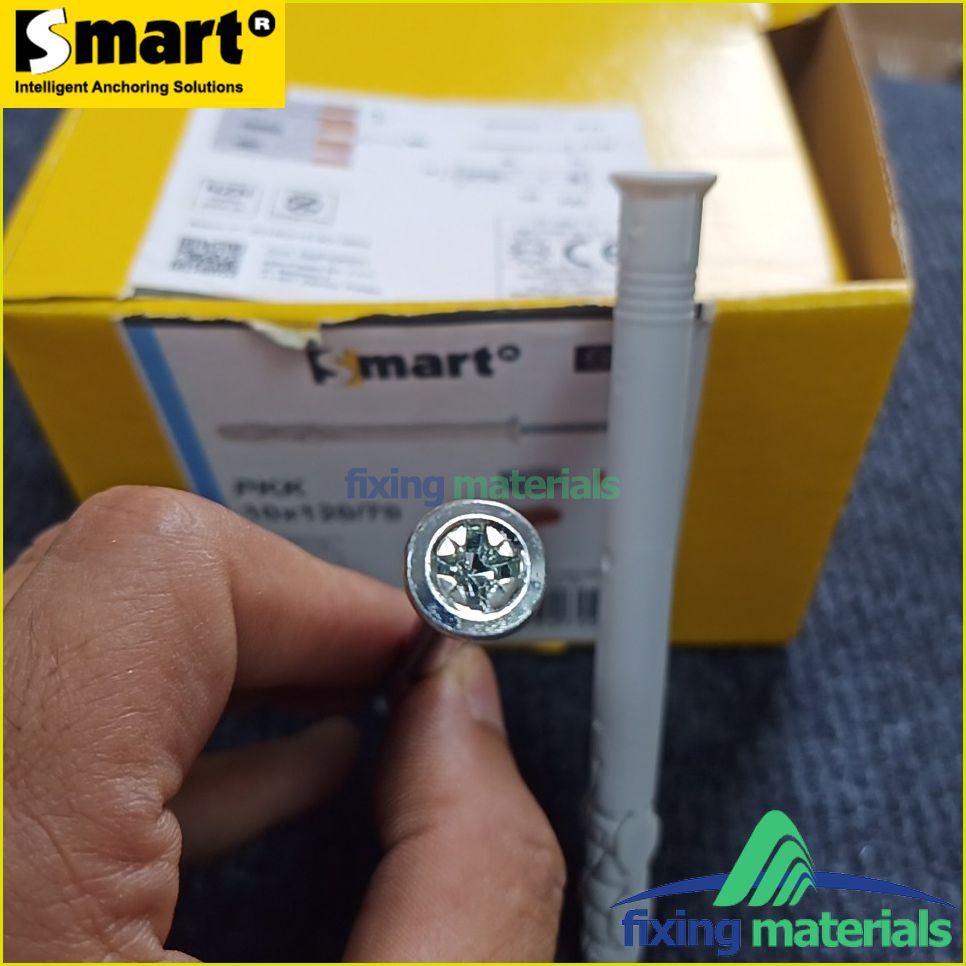 Tắc kê đóng cao cấp kèm vít hiệu Smart, PKK 10x120/70, lắp khung cửa (Nhựa PA6, Vít cường lực, Made in EU)