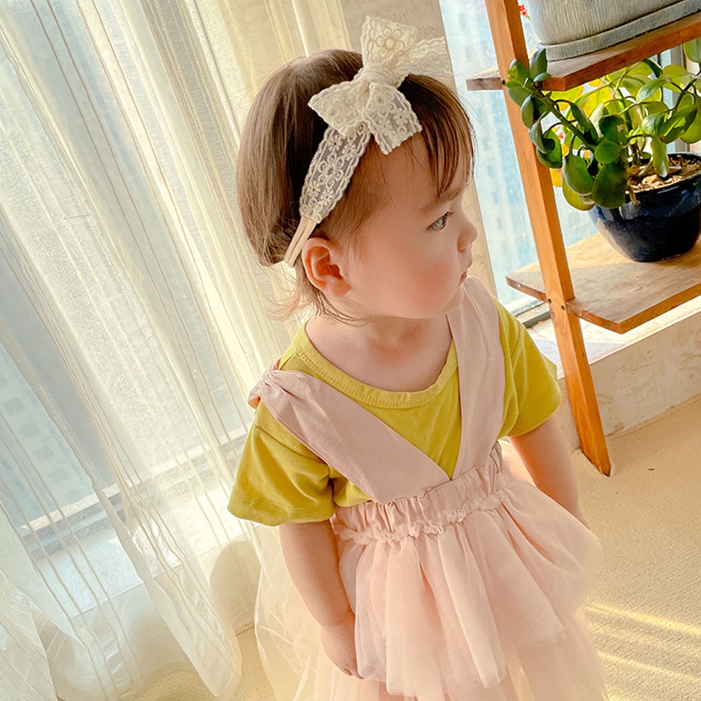 Băng đô/Kẹp tóc vải ren thắt nơ phong cách Hàn Quốc thời trang mùa hè dễ thương cho bé gái