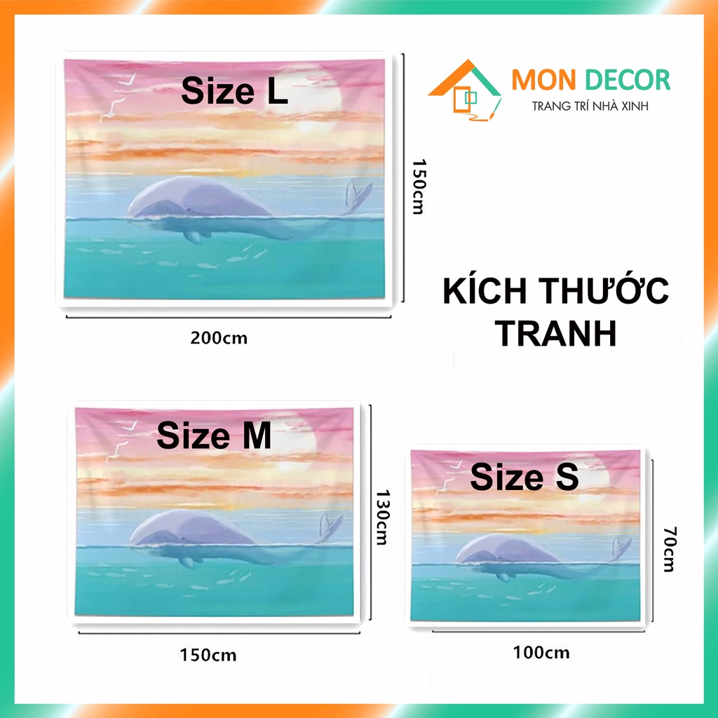 Tranh Vải Decor Cá Voi - Thảm vải treo tường hình cá Voi