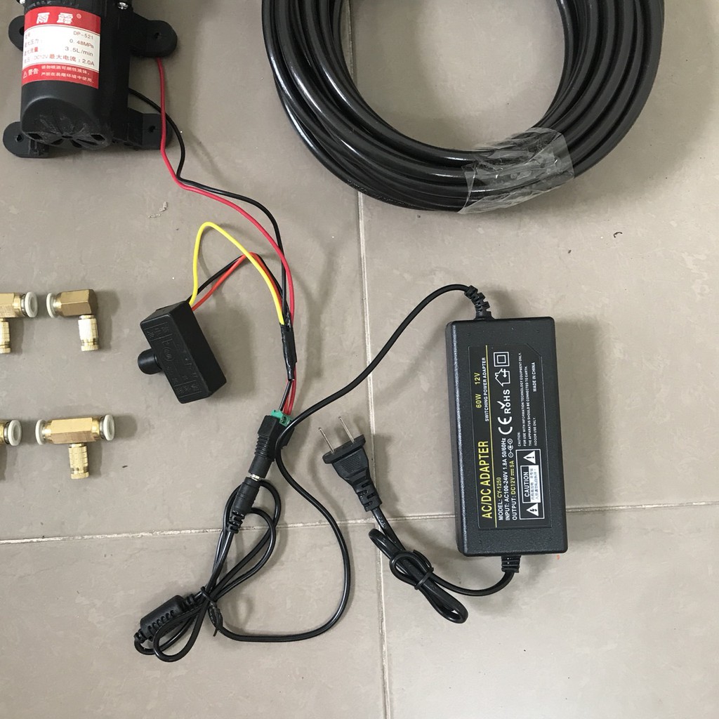 bộ máy phun sương, làm mát, tưới lan, tưới cây 8 béc