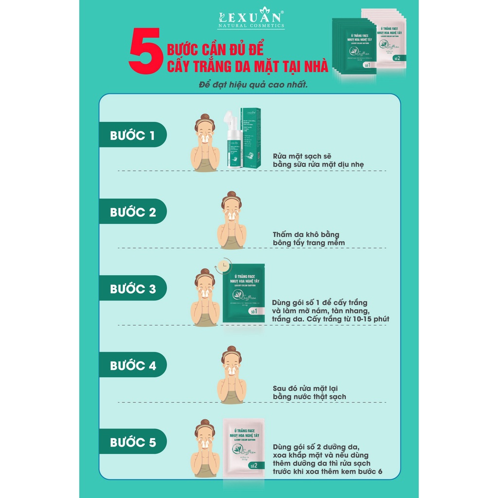 Ủ Trắng Face Nhuỵ Hoa Nghệ Tây Lê Xuân💚FREESHIP💚Da căng mịn, Da trắng bật tone ngay từ lần đầu tiên sử dụng | BigBuy360 - bigbuy360.vn