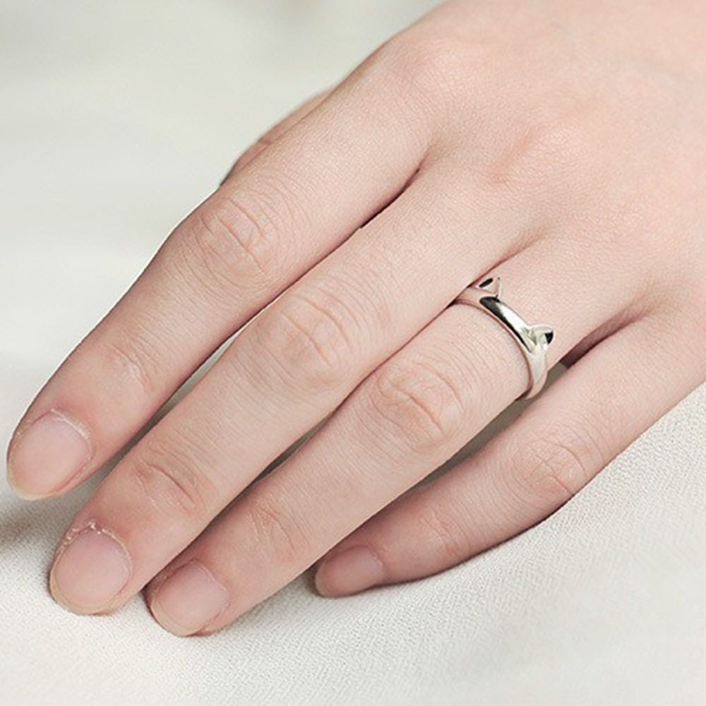 Nhẫn dáng hở Mihan1 hình tai mèo màu bạc dễ thương