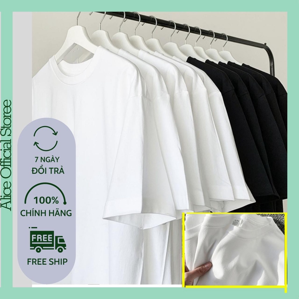 Áo thun nam nữ đen trắng áo phông trơn tay lỡ unisex