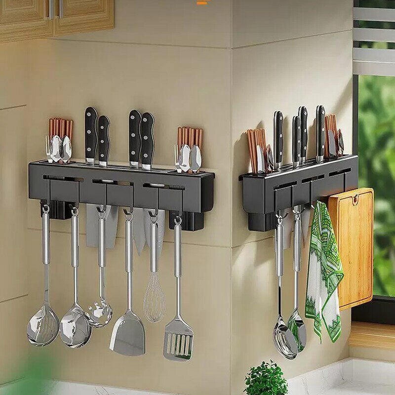 Giá Cài Dao Inox Sơn Tĩnh Điện - Kệ Để Dao Thớt, Treo Đồ Nhà Bếp Inox Dán Tường Gọn Nhẹ