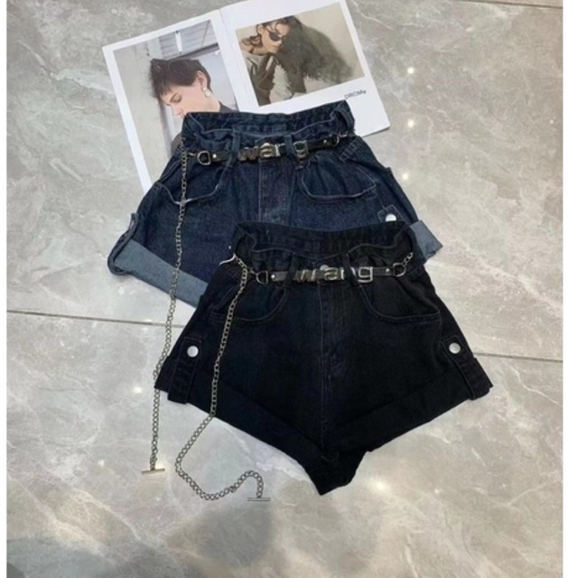 QUẦN SHORT JEANS KÈM ĐAI WAG GẤP GẤU DÁNG BASIC MS25881