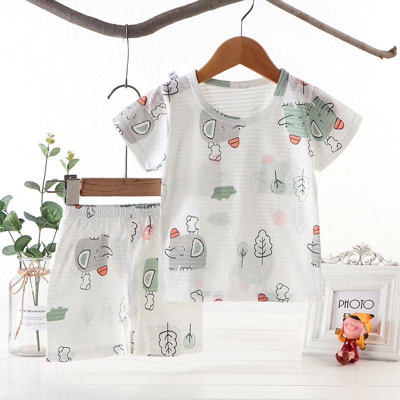 [Mẫu Mới 2021] Bộ Đồ Cotton Cộc Tay Sợi Tre Mặc Hè Chất Đẹp Cho Bé