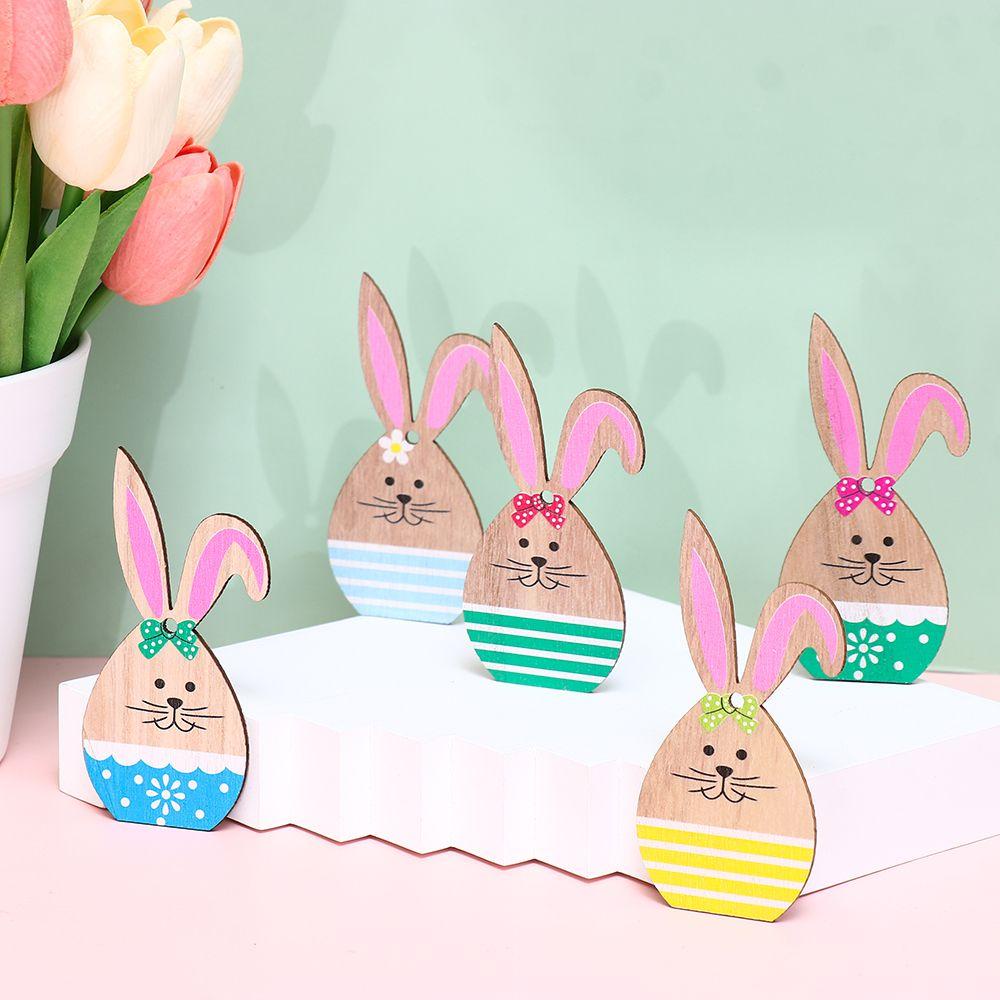 CONOPERY Phụ Kiện Treo Trang Trí Bằng Gỗ Tự Nhiên Hình Thỏ Phục Sinh