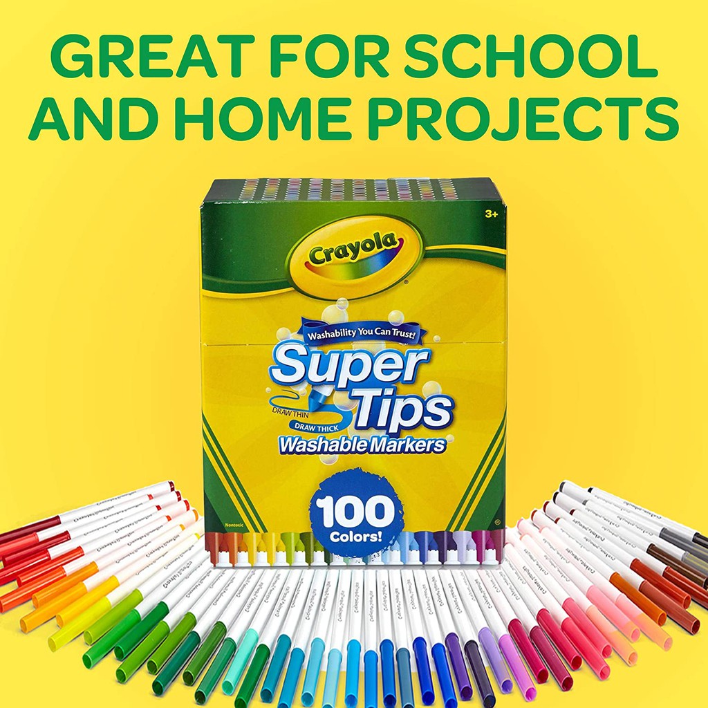 Bút Crayola Super Tips Bộ 100 Cây Đa Dạng Màu - Hàng Chính Hãng