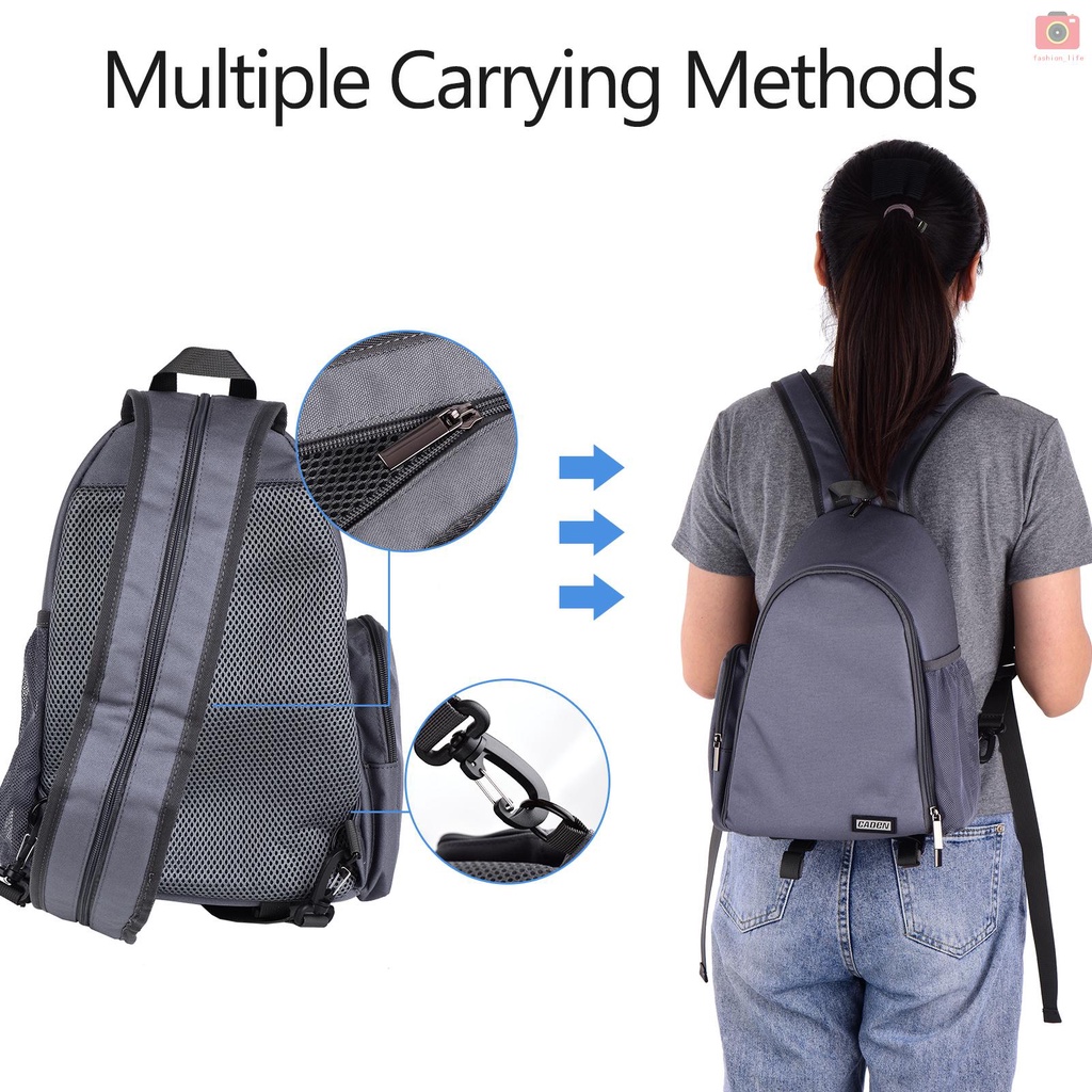 【fash】CWATCUN D17 Photography Camera Bag Backpack Double/ Single-shoulder Water-resistant DIY Customized Inner Design for DSLR/SLR Mirrorless Cameras Lenses