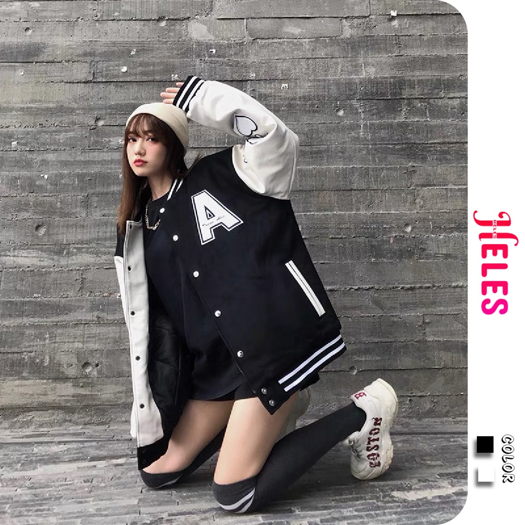 Áo khoác nữ nam đẹp, áo bomber nữ nam unisex loại nỉ dày CHỮ A HELES K01
