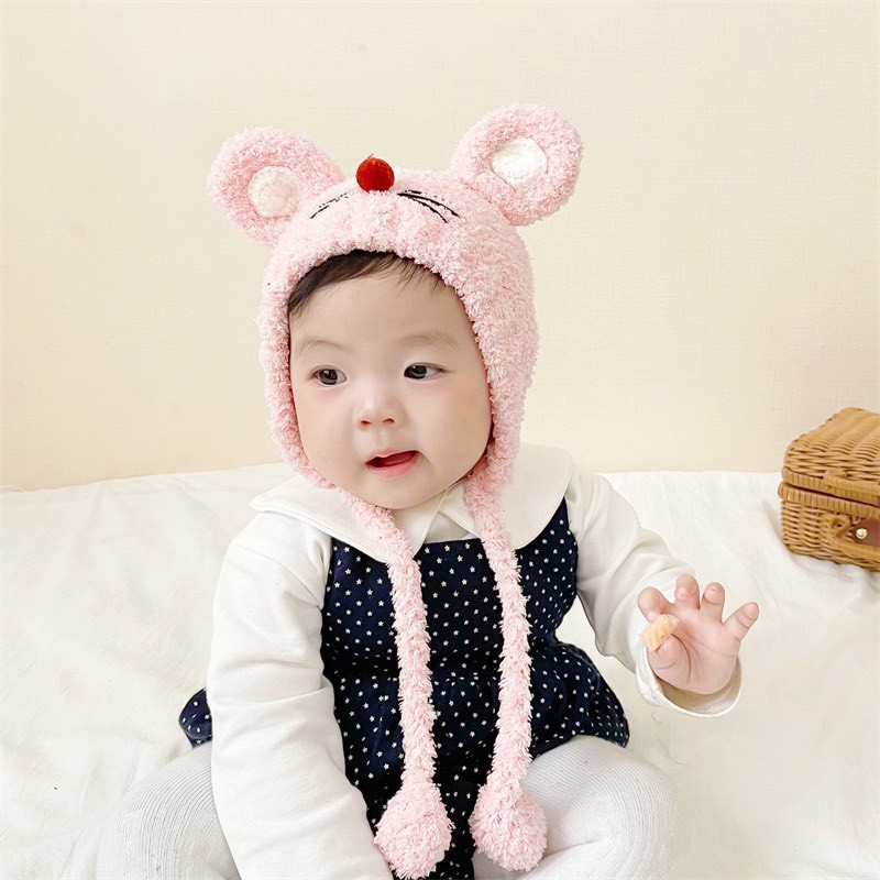 Mũ gấu cho bé, mũ len giữ ấm mùa đông cho bé cực ấm, siêu đáng yêu