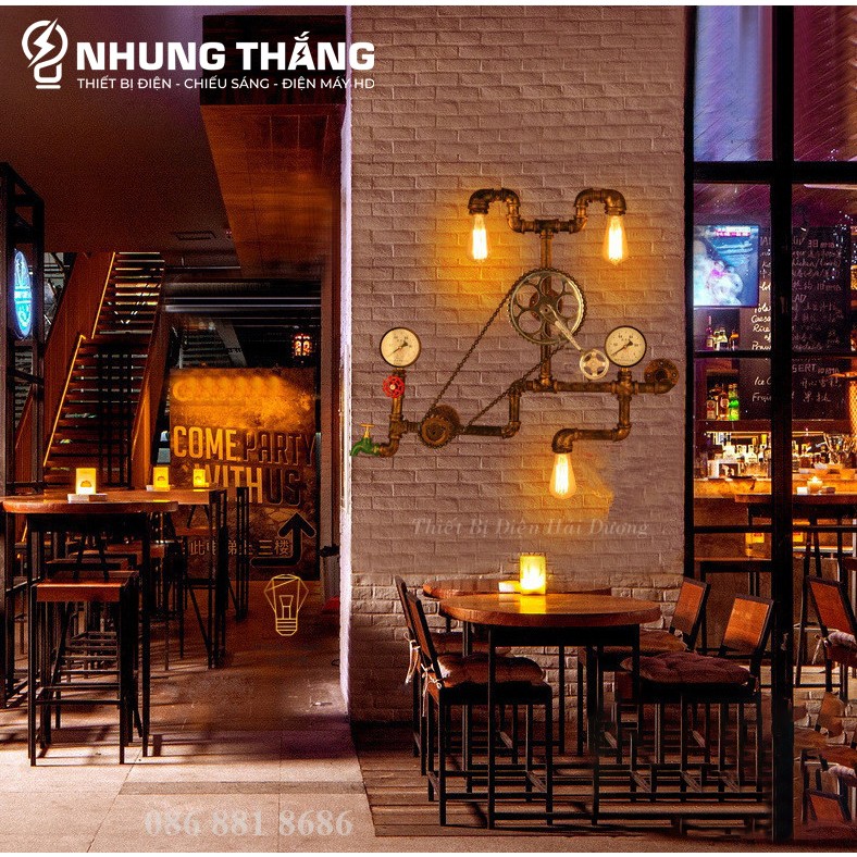 Đèn Tường Retro DT-7869 - Hình Ống Nước - Kiểu Dáng Cổ Điển - Tặng Kèm 3 Bóng T64 - Energy Green Lighting - Bảo Hành1Năm