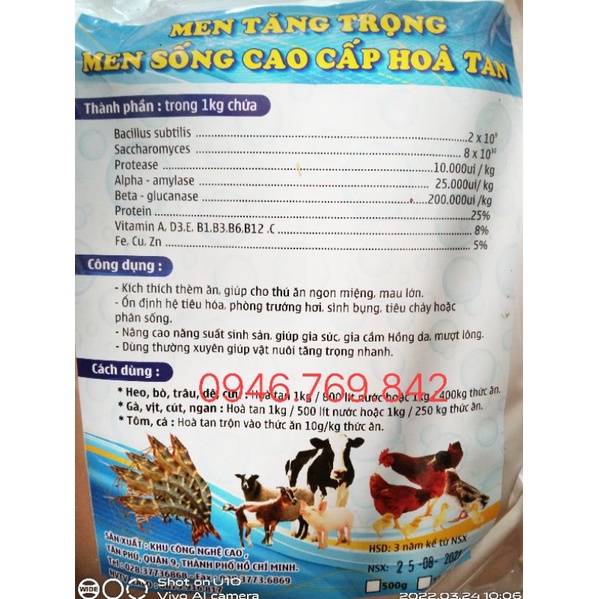 Men tăng trọng 1kilogam ,men 70% Hòa tan