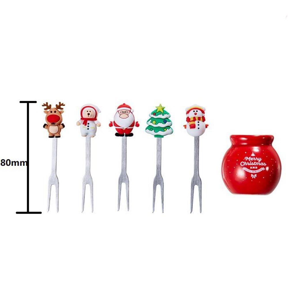 Set 5 Nĩa Ăn Trái Cây Hình Ông Già Noel Người Tuyết Tuần Lộc Giáng Sinh Lấp Lánh Trang Trí Bàn Tiệc Giáng Sinh Năm Mới