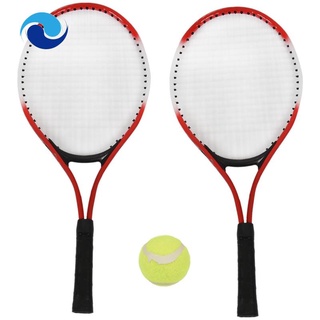 Set 2 vợt tennis kèm bóng tennis và dây lưới nylon màu đỏ cho tuổi teen
