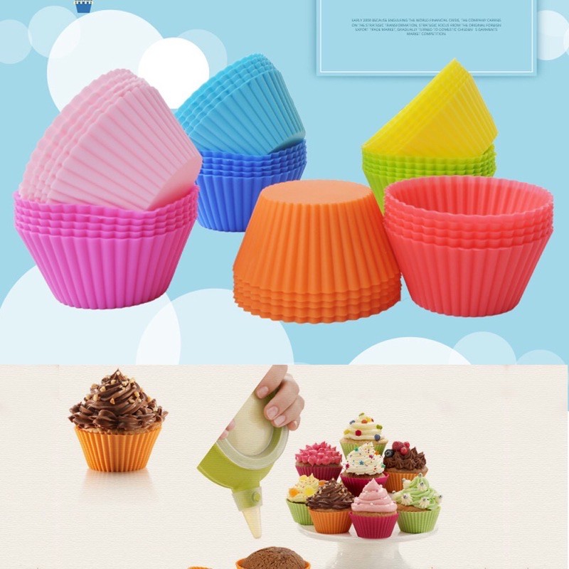 Khuôn Cupcake Silicon tròn 7cm, Khuôn Làm Bánh Bông Lan Cupcake, Muffin, Thạch, Rau Câu