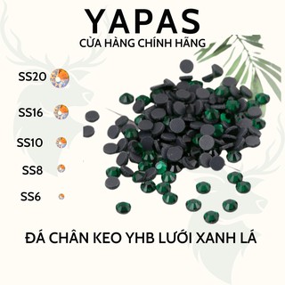 Đá đính móng chân keo YHB lưới siêu sáng màu Xanh Lá Đậm 500 viên size 2mm - 5mm