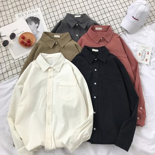 [Ảnh thật ở sau] Áo sơ mi nam dài tay vải thô có túi thời trang nam đồ nam chất lượng
