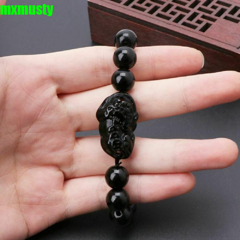 Vòng đeo tay may mắn bằng đá Obsidian thời trang cho nữ