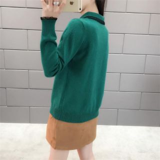 ÁO LEN CỔ SƠ MI PHỐI REN CỘT NƠ