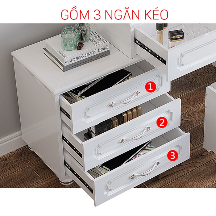 Bộ bàn ghế trang điểm tân cổ điển, bàn trang điểm BAP004