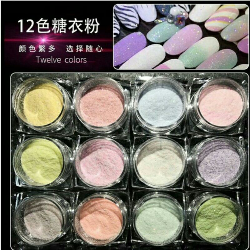 nhũ rắc 12 màu trang trí móng tay , chân