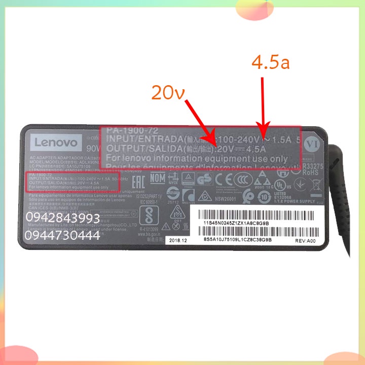 Sạc nguồn laptop Lenovo 20v 4.5a_dailyphukien