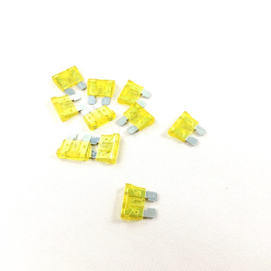 Bộ 10 cái cầu chì dùng trong xe Oto và Xe máy cỡ size M dài 19x18mm (Loại 20A) Greennetworks