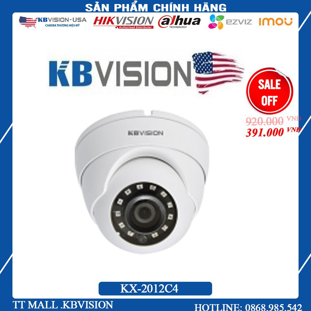 {Giá HỦY DIỆT} Camera KBVISION KX-2012C4  2MP DOME NHỰA Panasonic Chipset .