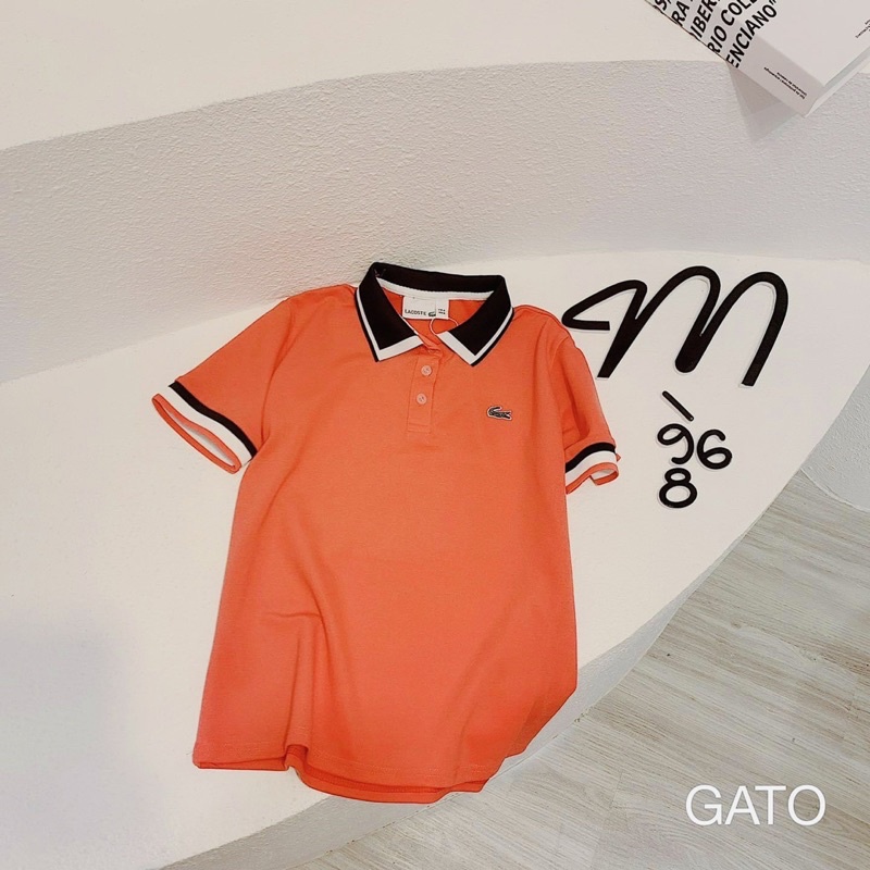 ÁO POLO CÁ SẤU CAM - cổ đen cho nữ