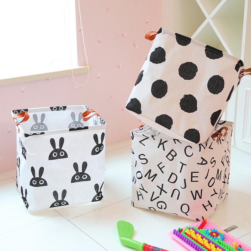 Giỏ đựng quần áo chăn màn đồ dơ túi vải canvas vuông gấp gọn đựng đồ đa năng DOVOHA TV12