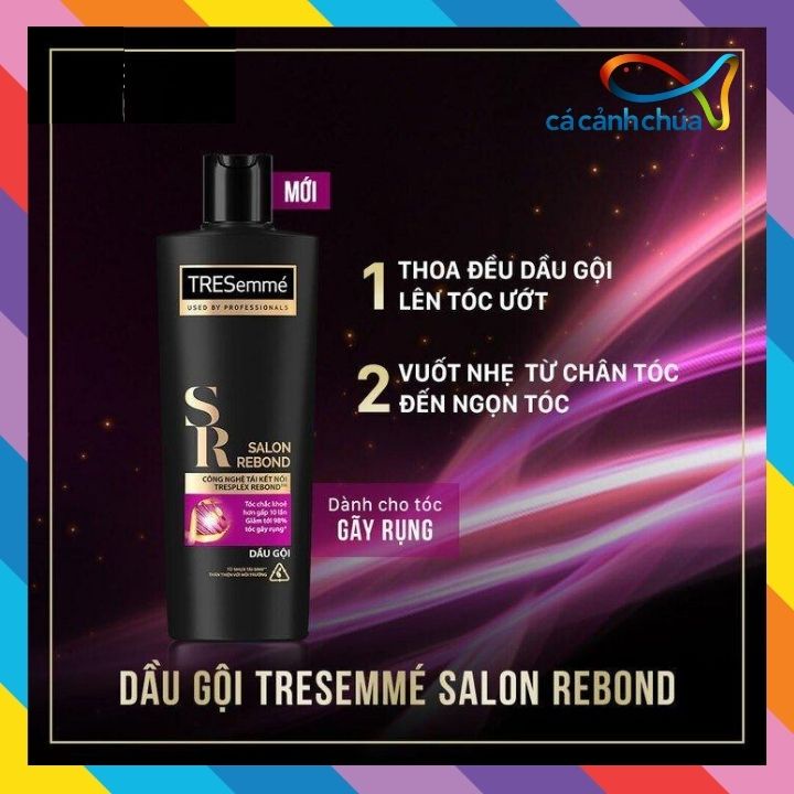 Combo Tresemme Salon Rebond Cho tóc hư tổn do tạo kiểu với Công Nghệ Tái Kết Nối giúp ngăn gãy rụng: Gội 640g & Xả 620g