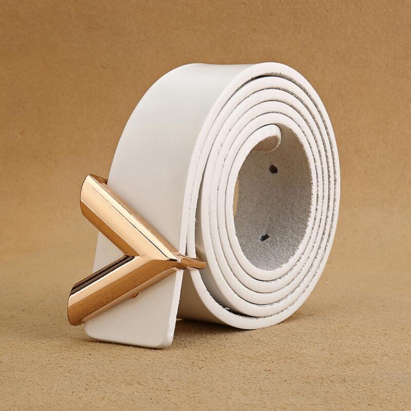 Mới Thắt Lưng Da Khóa Hợp Kim Chữ v Thời Trang Cho Nam Nữ