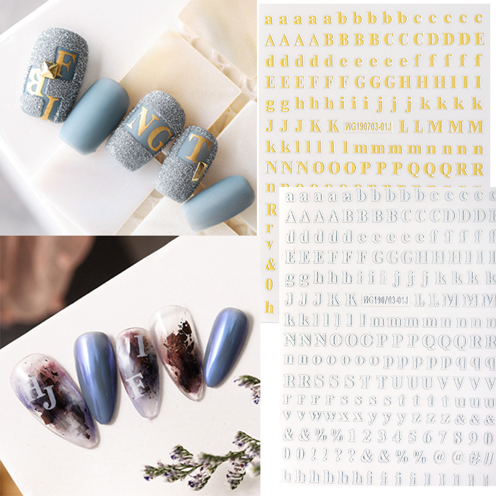 (Hàng Mới Về) Nhãn Dán Trang Trí Móng Tay 3D Diy Họa Tiết Chữ Cái Tiếng Anh Cho Nữ