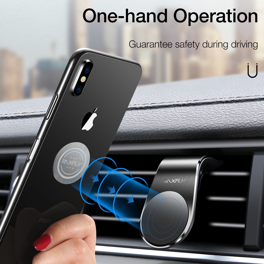 Giá đỡ điện thoại dạng chữ L có nam châm hít xe hơi cho iPhone X 8 7 Samsung S9